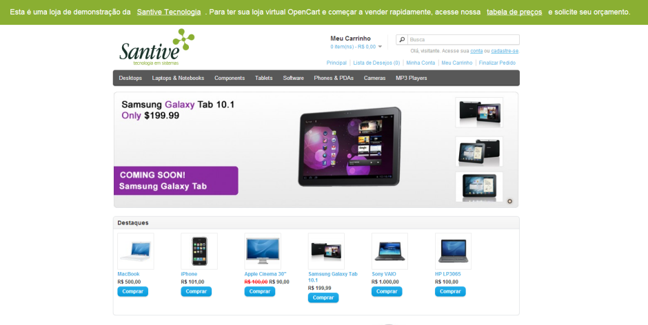 Loja Virtual OpenCart Santive
