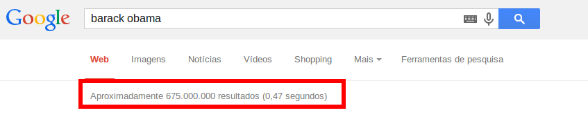 Velocidade de busca do Google