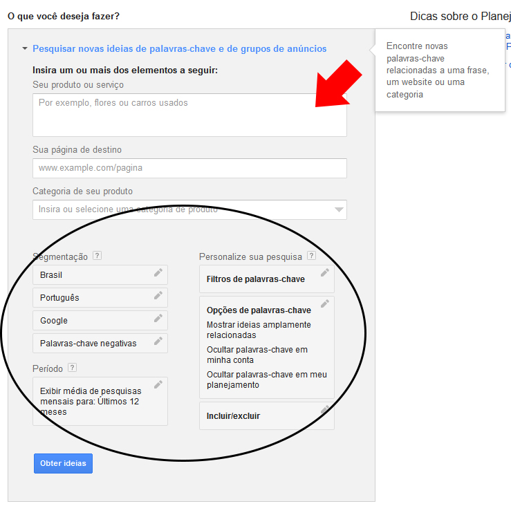 Google AdWords Planejador de palavras-chave